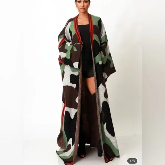 Camouflage Long Cardigan - Picture 1 of 3